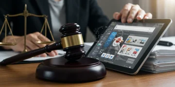 FTC gavel on legal documents with e-commerce overlay, symbolizing 2025 consumer protection