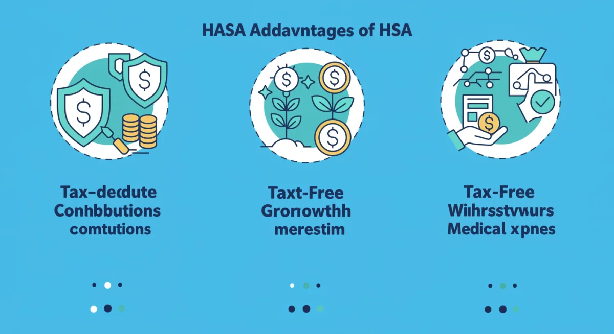 Graphic illustrating the triple tax advantage of Health Savings Accounts