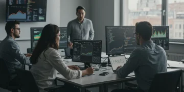 Adult learners engaged in a collaborative classroom, utilizing technology for advanced reskilling programs in 2026.