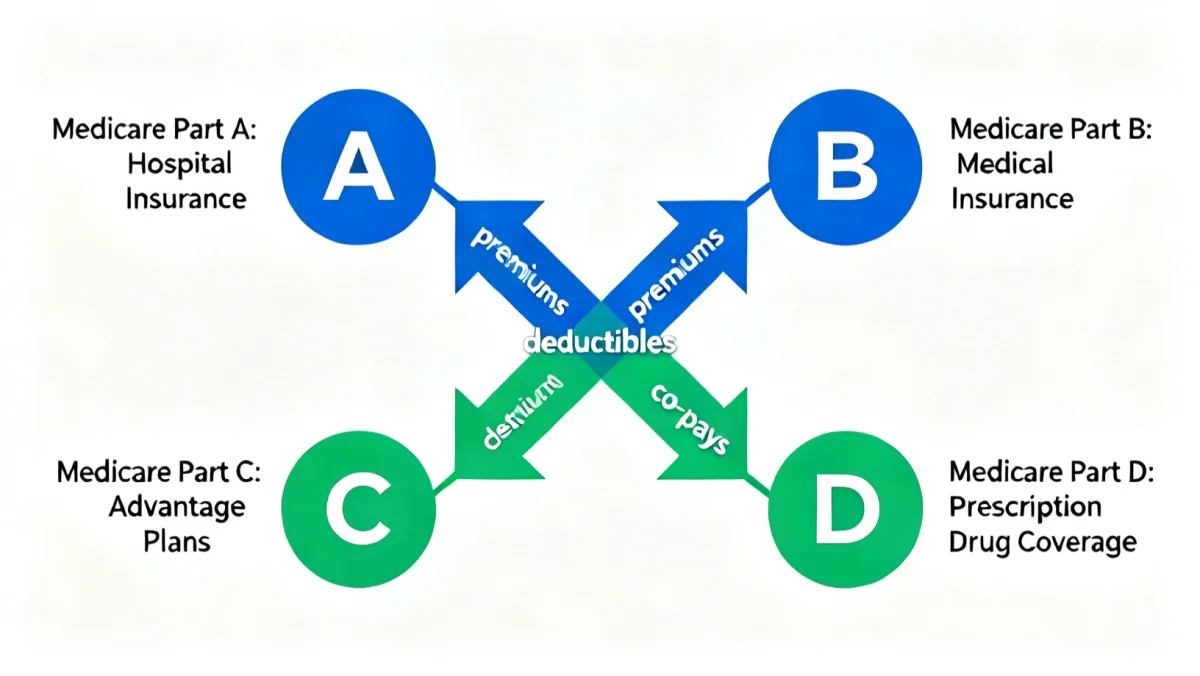 Infographic explaining Medicare Parts and associated costs for 2026