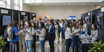 Students exploring college options at a 2026 admissions fair