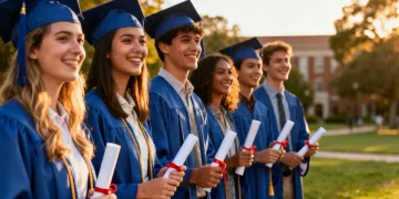 Graduates celebrating with diplomas, symbolizing relief from student loan debt