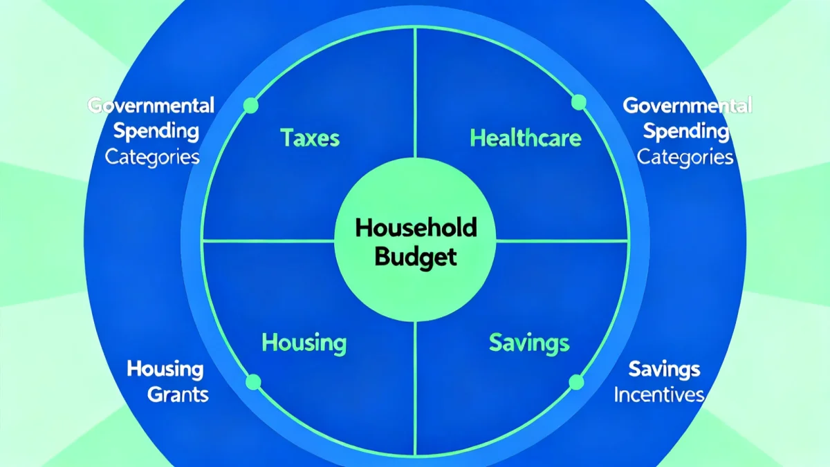 Household budget breakdown showing allocations for federal budget impacts