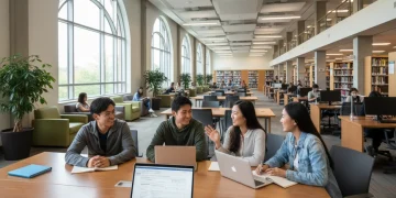 College students studying and discussing financial aid documents for the 2026 FAFSA changes.