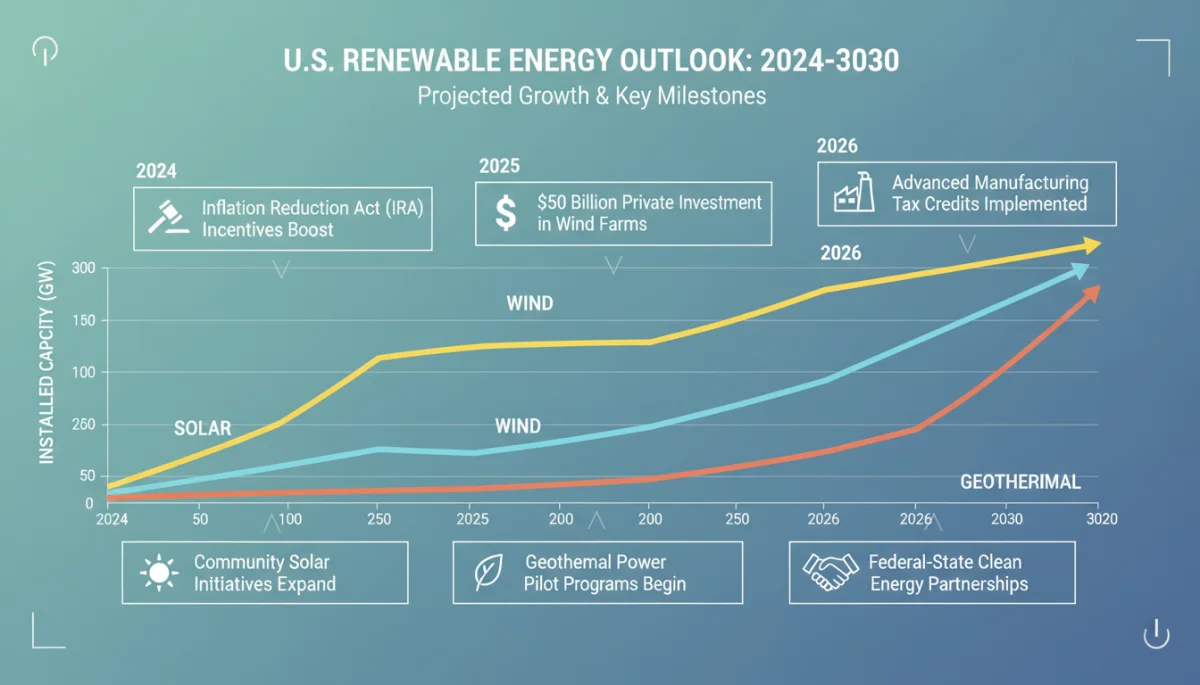 Infographic showing projected growth of renewable energy sectors in the US