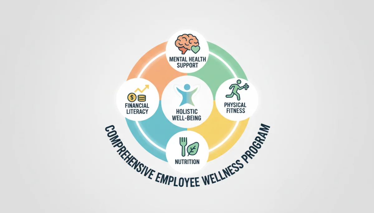 Comprehensive employee wellness program illustration