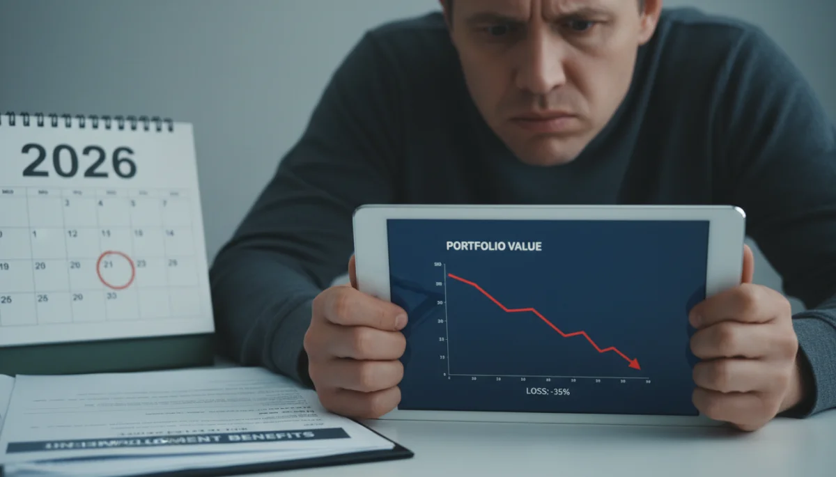 Person looking at financial graph on tablet, representing unemployment concerns in 2026