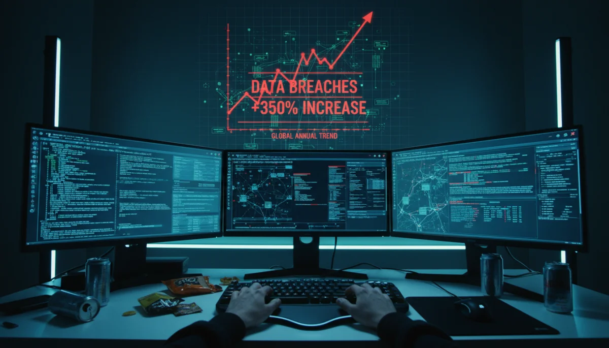 Visualizing a cyberattack with increasing data breach statistics
