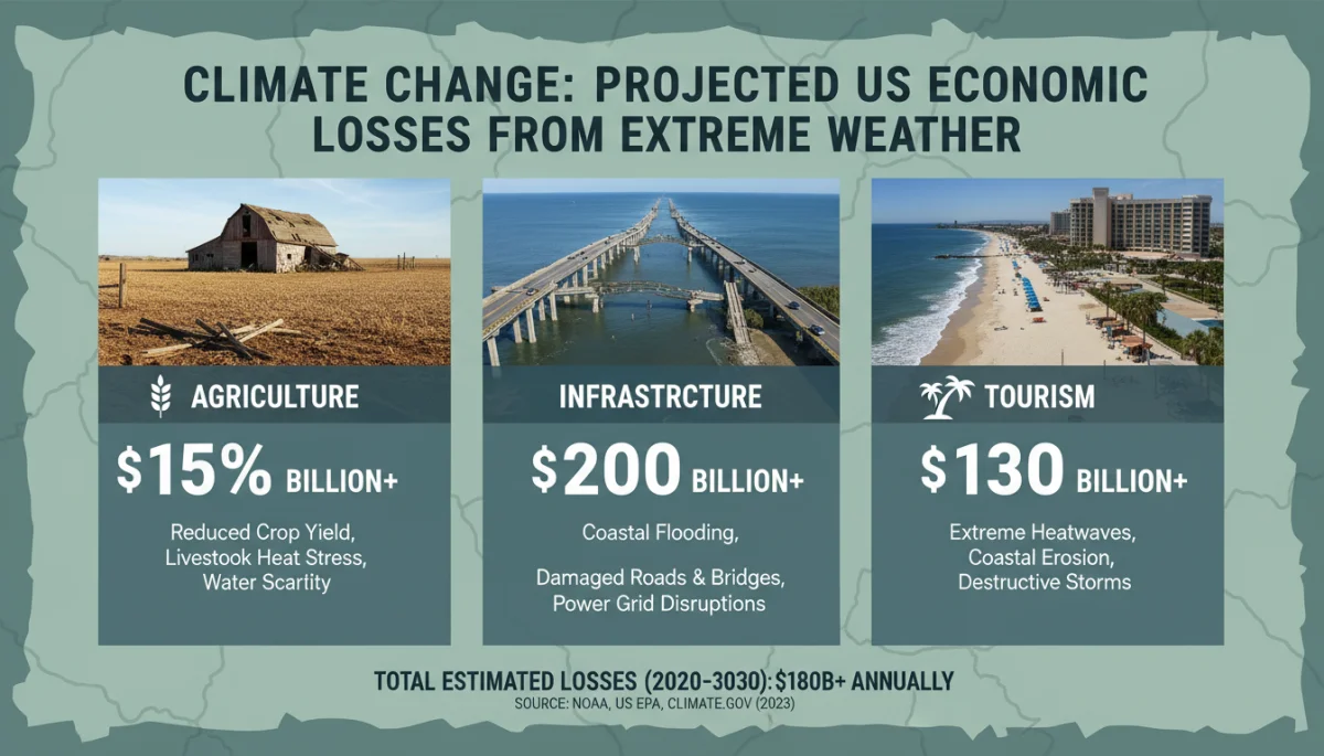 Projected economic losses across US sectors from climate change