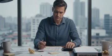 Person reviewing personal bankruptcy documents, contemplating financial decisions for 2026