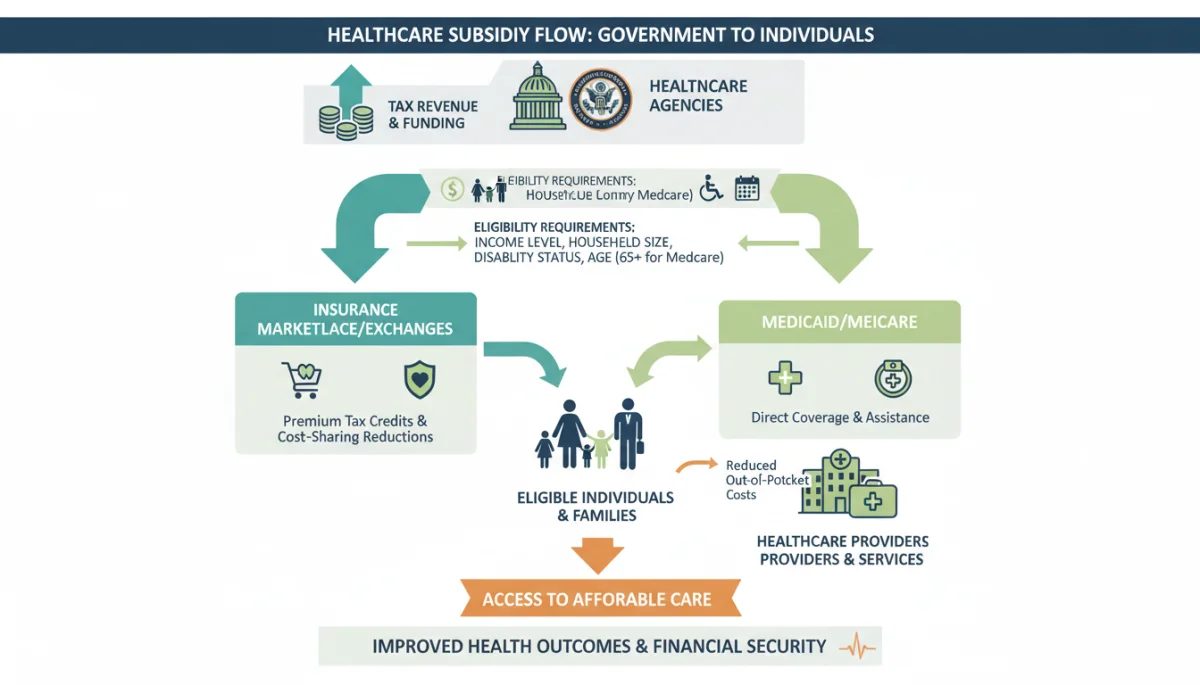 Infographic explaining the flow and impact of healthcare subsidies.