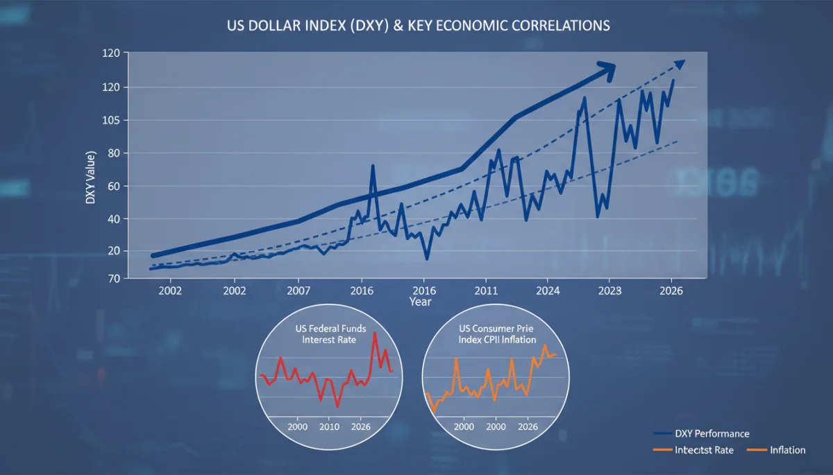 Projected US Dollar Index performance and economic indicators for 2026
