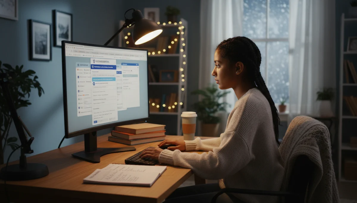 Student researching online for scholarship opportunities
